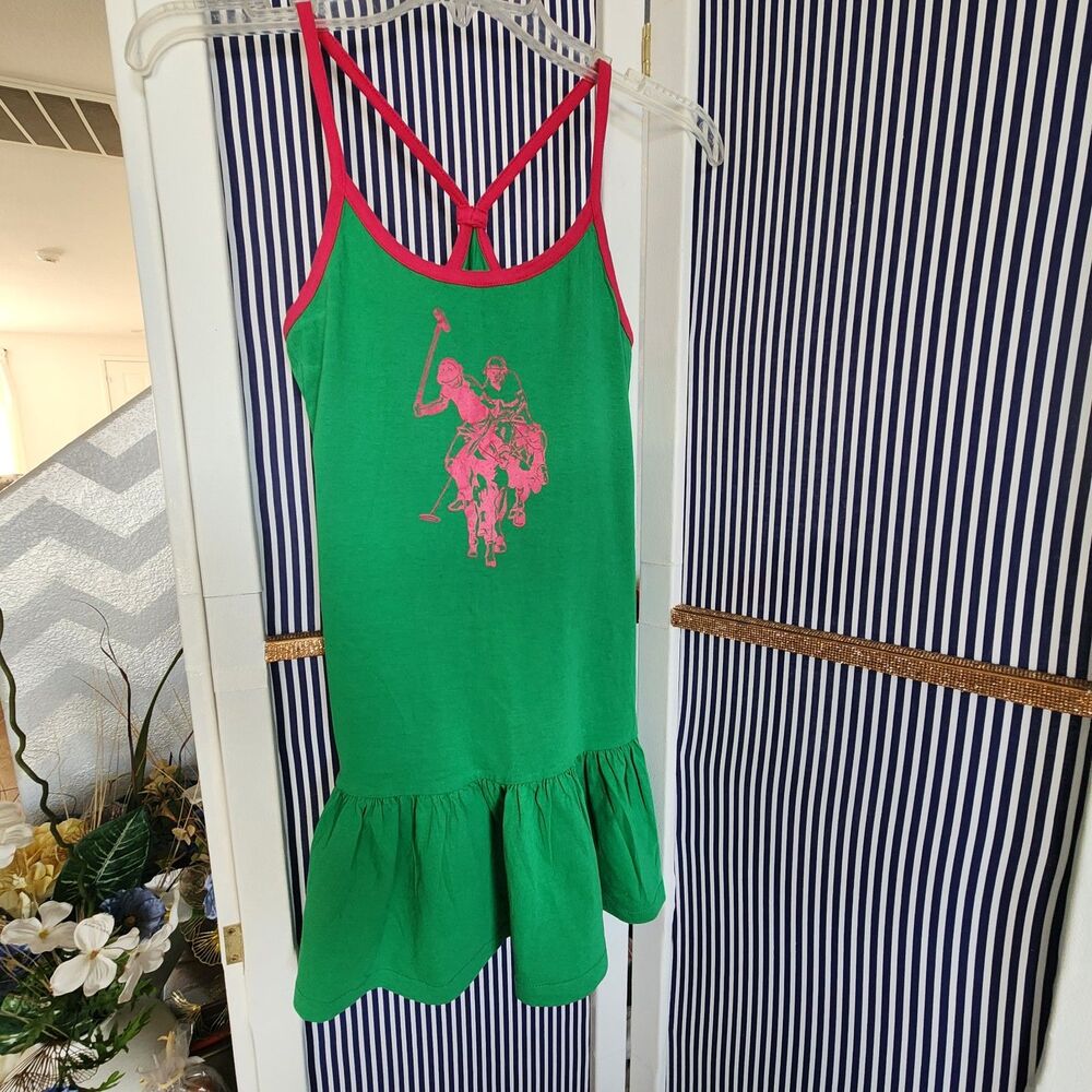 New Kids Vintage Y2K US Polo Assn. graphic ruffle mini tennis dress Size 14/16
